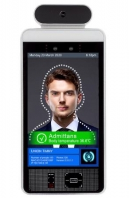 Máy Chấm Công Khuôn Mặt Kết Hợp Đo Nhiệt Độ, Thẻ Từ, thẻ QR - Cảnh Báo Đeo Khẩu Trang